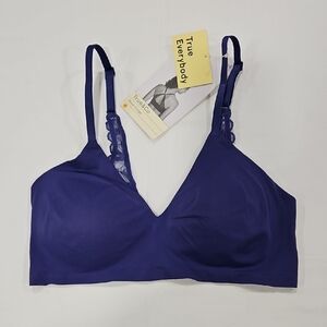True & Co. Deep Blue Lace Trim Bra